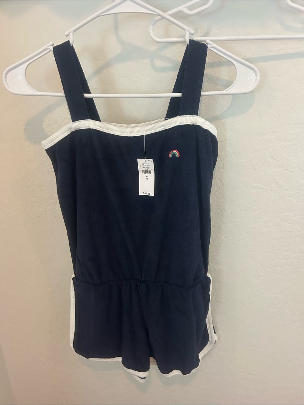 GAP Navy and White Girls' Romper Swim Coverup with Rainbow Patch